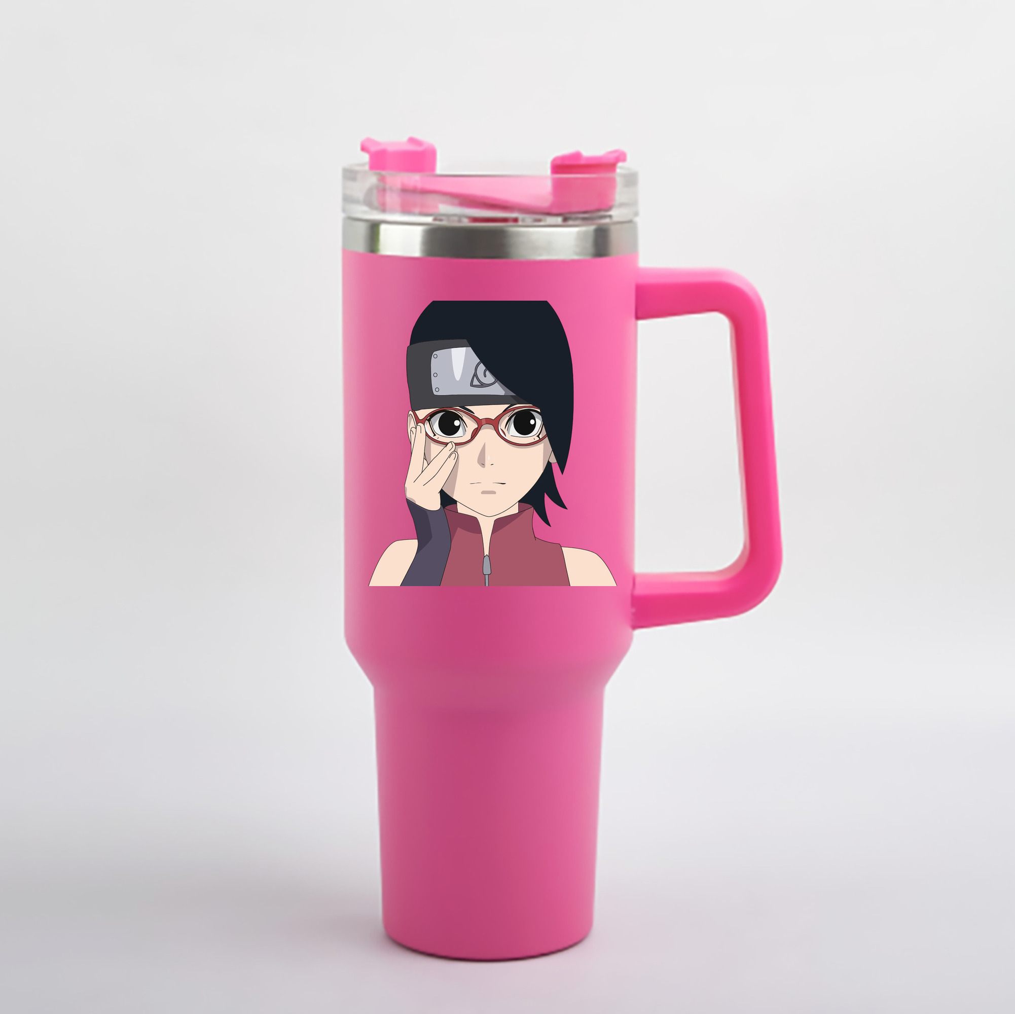 （画像用） NARUTO -ナルト- うちは サラダ Uchiha Sarada 1200mL車用タンブラー - クリスタルステッカー（プラスチックストロー付き）